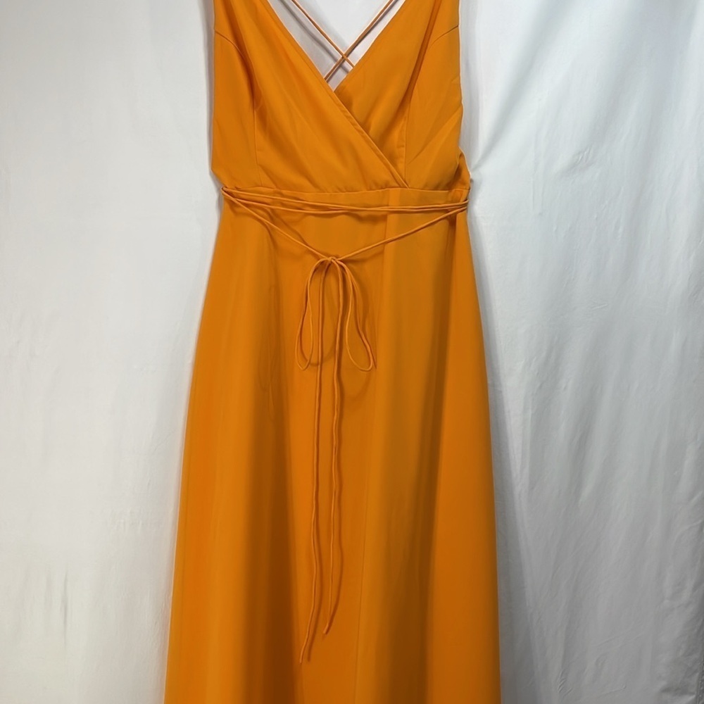 🦅 nwt ASOS orange crisscross back full length maxi chiffon dress - Picture 3 of 10